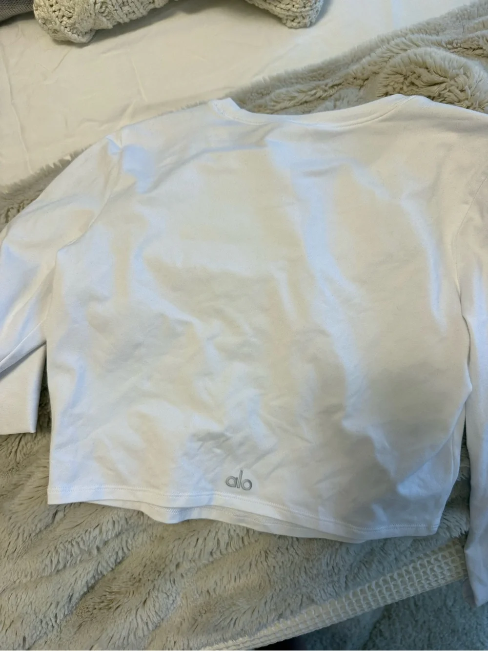 ALO Yoga White Long-Sleeve Crop Top